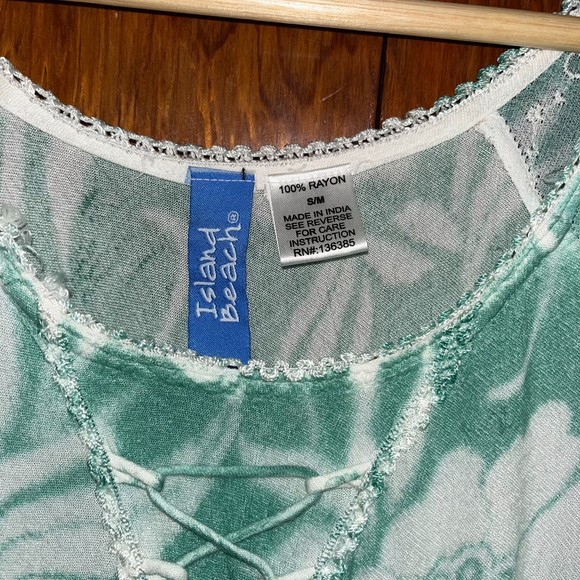 Island Beach Vintage Floral Maxi Asymmetrical Slip Dress Cover-Up Women's S/M - Picture 2 of 11